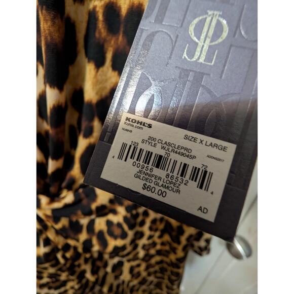 Jennifer Lopez Leopard Print Twist V Neck Stretchy Dress Size XL Cocktail NWT! - Picture 4 of 12